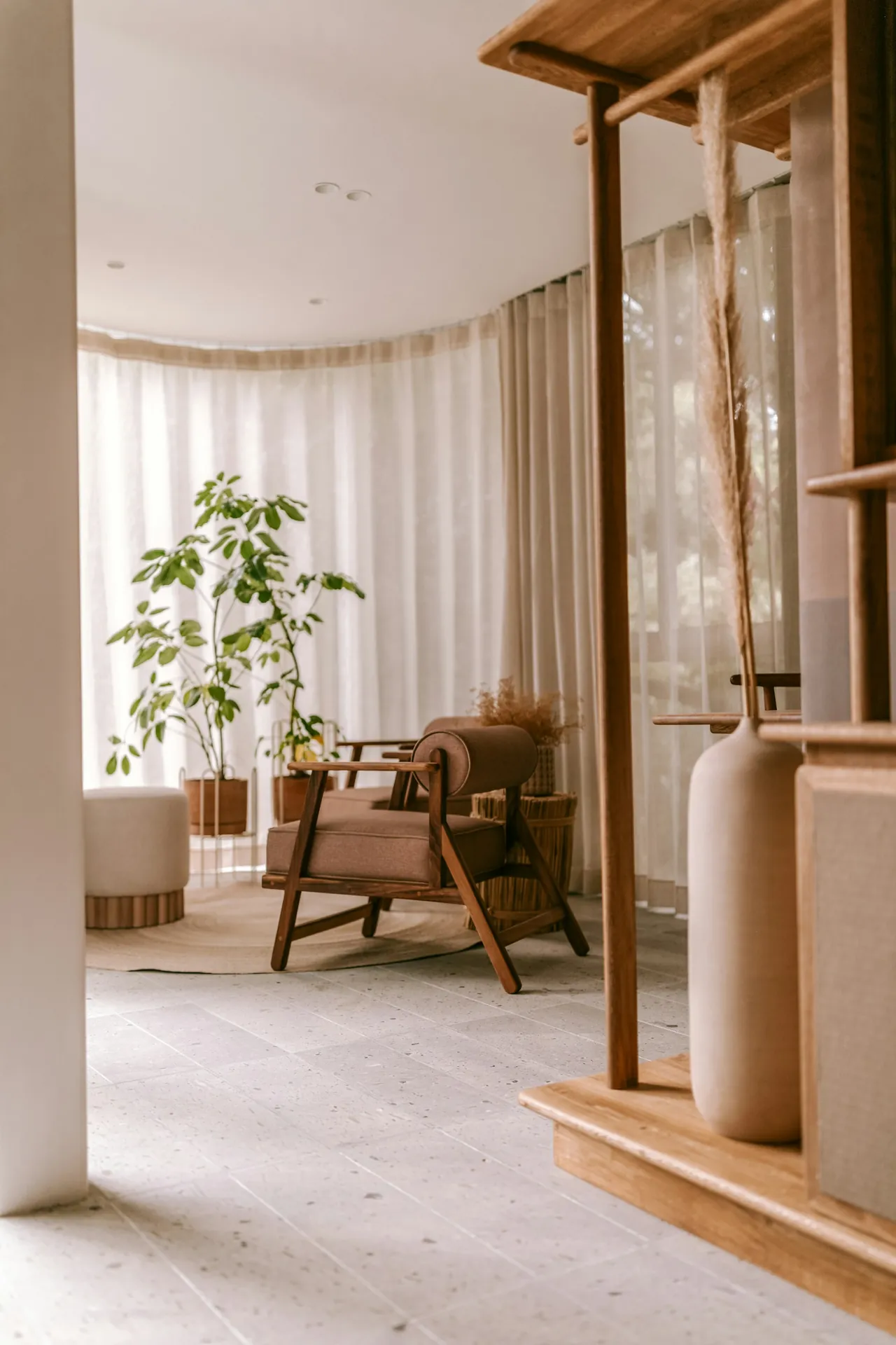 An interior study in natural light and material, illustrative photography